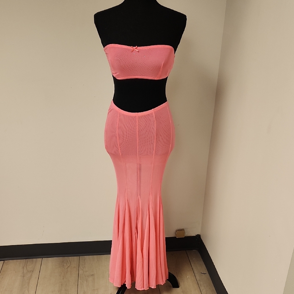 New Pink Brand Mermaid Mesh Two-Piece Set Size Sm